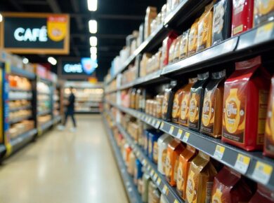 sortimemento e venda de café em supermercados