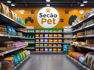 Produtos para pet nos supermercados.