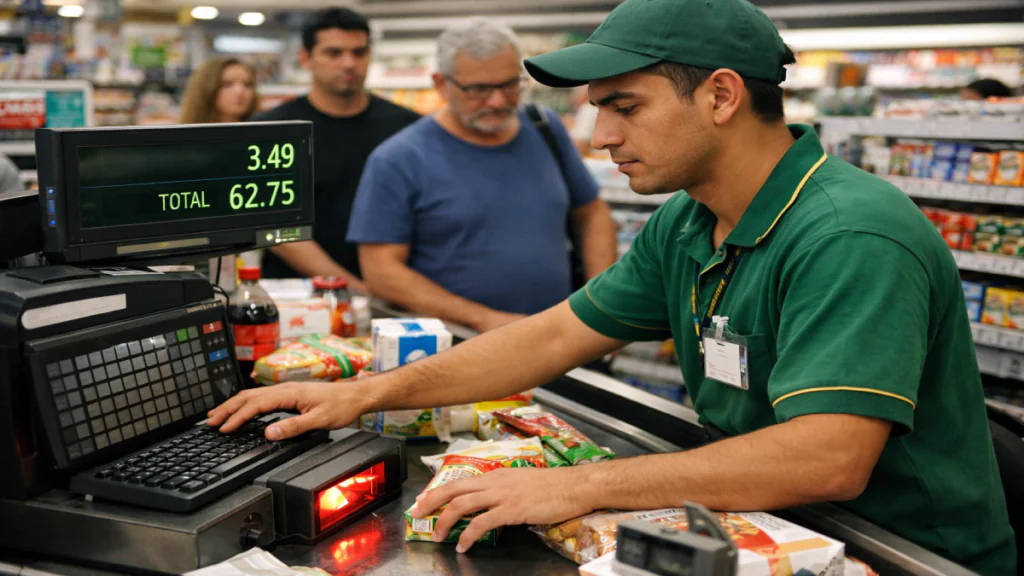 o que faz um operador de caixa de supermercado